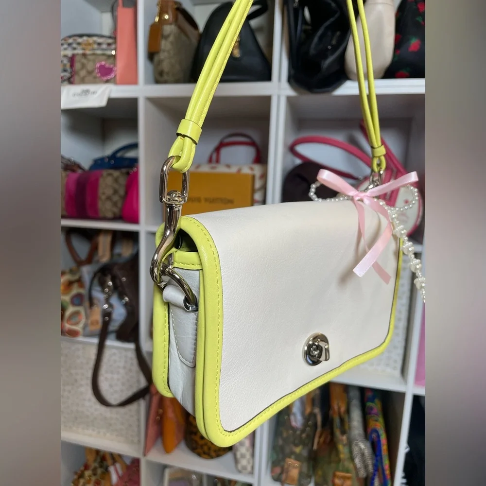 Coach Legacy Archival Two Tone Leather Penny Crossbody in Parchment/Citrine🍋